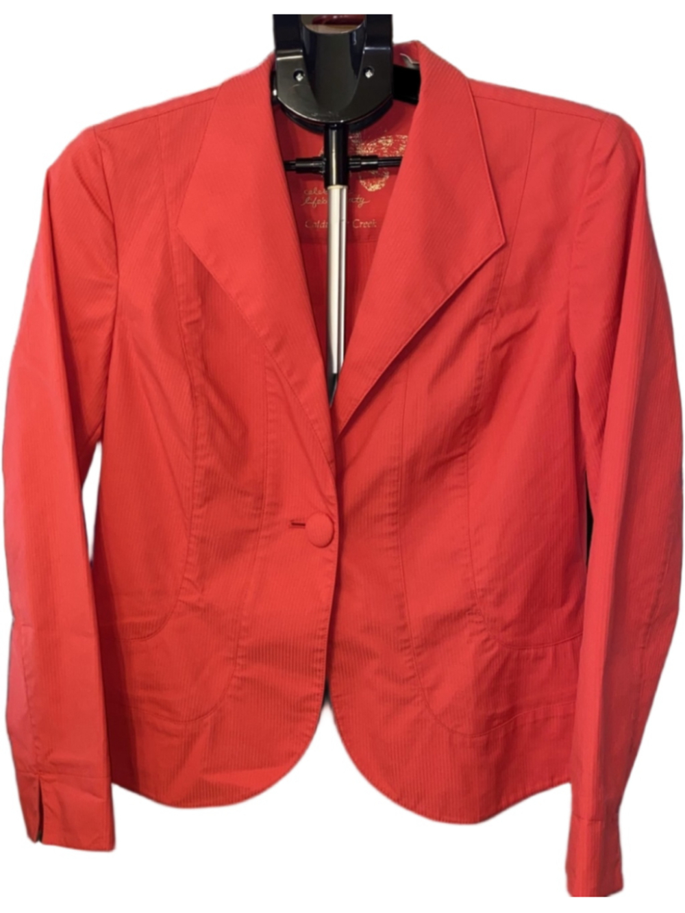 Coldwater Creek Womens 8 Coral Blazer Stretch Cotton Blend Preppy Career Jacket